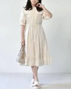 新品未使用　ems excite デカ襟レースワンピース