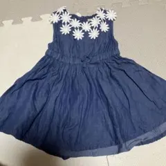 petit main デニムフラワーワンピース 90