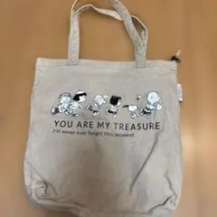 スヌーピー トートバッグ ベージュカーキ キャンパス