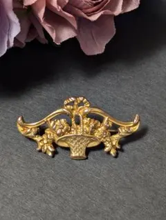 フランス アンティーク FIX 花かご ブローチ