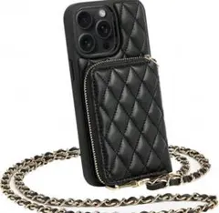 シーイン　ブラック キルティング スマホショルダーバッグ