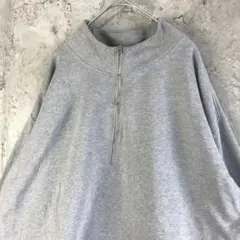 A4086古着　スウェット　グレー　ハーフジップ　90s Y2K