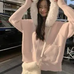 即購入◎ SHEIN ファーパーカー ピンク L