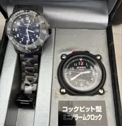 新品未使用】AVIREX 腕時計＆コックピット型ミニ目覚し【電池切れ現状 