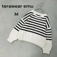 【terawearemu】M ボーダーニット　クロップド丈　バルーンスリーブ