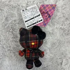 ハローキティ ぬいぐるみ マスコット キーチェーン 50周年 赤タータン