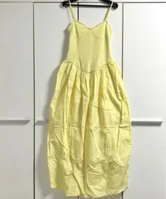 ZARA ザラ キャミソールワンピース イエロー ロングキャミワンピ 切替 春夏
