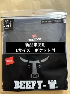ヘインズBEEFY-T Lサイズ 無地黒　男女兼用 ポケットTシャツ　ブラック