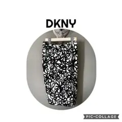 DKNY シルク100%スカート モノトーン 総柄 サイズ2のサムネイル