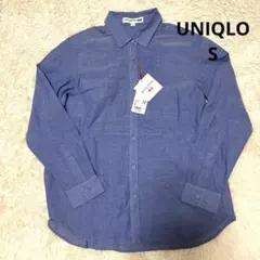 ユニクロ イネス ピンタックコットンシャツ ブルー Sサイズ