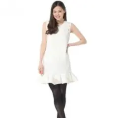 裾ペプラムビージュドレス オフホワイト/s