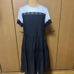 新品・Super Beauty スーパービューティー 胸元切替ワンピース 44