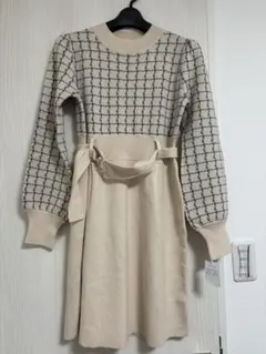 REDYAZEL ジャガードニットフレアワンピース