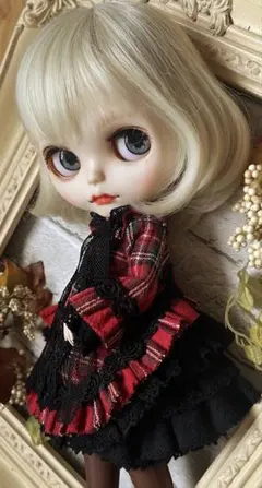 ♪ブライスアウトフィット†赤チェックバッスルドレス†#461♪