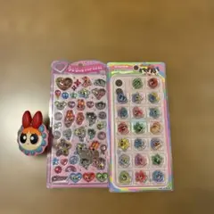パワーパフガールズ シール 2種セットとガチャガチャクリップ