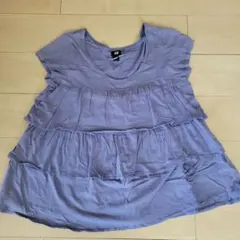 H&M 薄紫 フリル 半袖チュニック