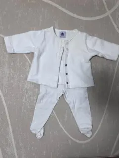 プチバトー　ホワイトカーディガン パンツセット