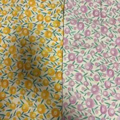 花柄綿生地セット（黄色・桃色）