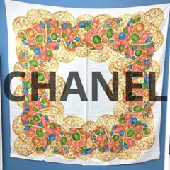 CHANELレア大判スカーフ93cmホワイト