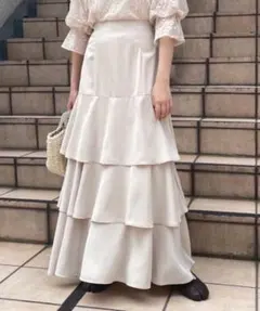 NICE CLAUP ティアードロングスカート