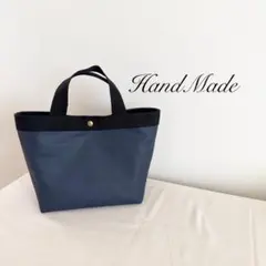【ハンドメイド】ネイビー フェイクレザー ミニトートバッグ