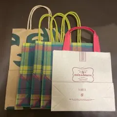 ショップ袋 5枚セット チェック柄・無地