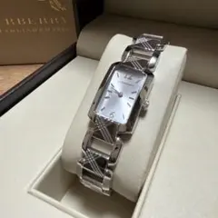 【訳あり】バーバリー 腕時計 BU4212 スクエア チェック シルバー 美品・稼働品】バーバリー 腕時計 BU4212 スクエア ノバチェック