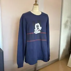 【美品】Disney ミッキーマウス スウェット L ネイビー