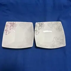 momoyama 桃山 Kansai 花柄 陶器　盛り皿、角皿ペア 2個セット
