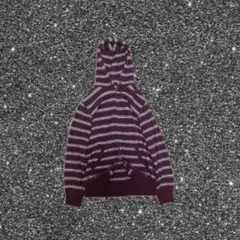 00s old uniqlo ボーダー ダブルジップパーカー L y2k 平成