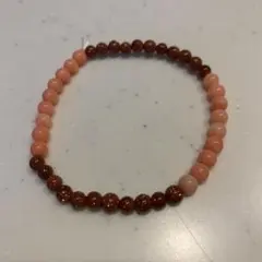 ピンク珊瑚&茶金石ブレスレット