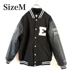 【美品】スタジャン フェイクレザー袖 ブラック (M) 韓国古着