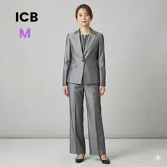 【美品】ICB パンツスーツ セットアップ グレー ビジネス 春〜秋 M ​