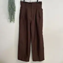 エレンカーレデュエ　タックパンツ 茶 ブラウン Fのサムネイル
