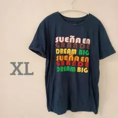 Tシャツ XL ネイビー 紺 ロゴプリント カラフル ロゴT ユニセックス