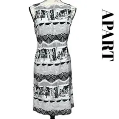 ワンピース　モノトーン　ボーダー　白黒　ノースリーブ　ワンピース　膝丈