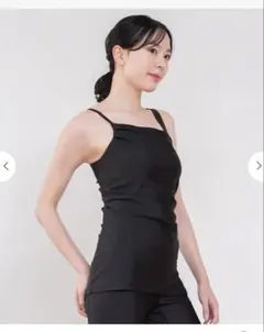 SUKALA シャインストレッチアシンメトリーチュニックM ブラック