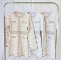 evelyn ツイードニットワンピース