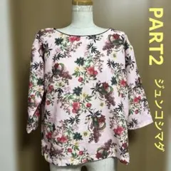 ジュンコシマダ part2 花柄ブラウス　大きいサイズ　15号　ピンク