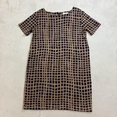 a.v.v standard ベージュネイビー チェック柄 半袖ワンピース　S