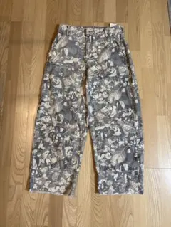 ZARA リアルツリー柄 ワイドデニムパンツ バギー カーペンター USA34 