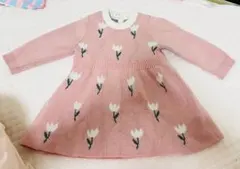 Shein チューリップ柄 ニットワンピース 80-90cm