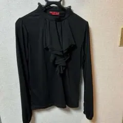 【IMAGE】フリル付きブラック長袖ブラウス