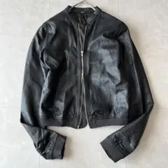 エディション　クロップドシングルライダース　極薄　羊革　ブラック　38