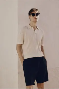 H&M ブラック リネンブレンド ショートパンツ