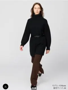 ユニクロC ニットミニワンピース L ブラック