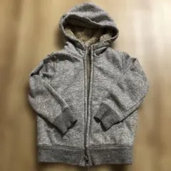 ユニクロ　グレー フード付きボアパーカー 110