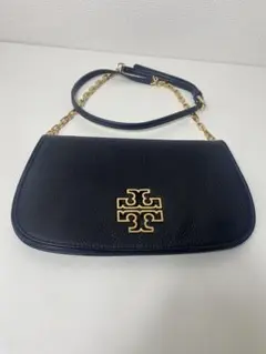 ✨美品✨トリーバーチ　テア　フラップ型　ショルダーバッグ エンボスロゴ　紺色 美品】トリーバーチ テア フラップ型 ショルダーバッグ エンボスロゴ