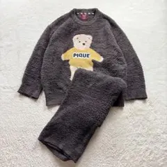ジェラートピケ/M/茶/クマ柄/ルームウェア/上下セット/ふわもこ/ルームウエア
