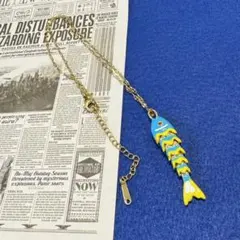 ヴィンテージ デザイン　アクセサリー　ネックレス　魚　ブルー　生き物　レトロ